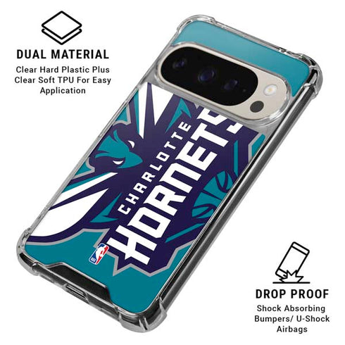 NBA Charlotte Hornets Large Logo Pixel 9/9 Pro Clear Case